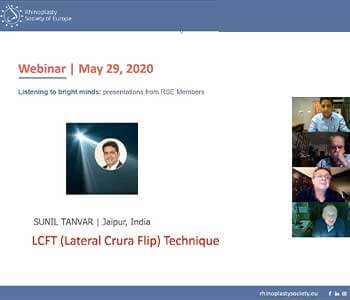 Dr Tanvar was presents lecture on tip surgery techniques in webinar of rhinoplasty society of Europe